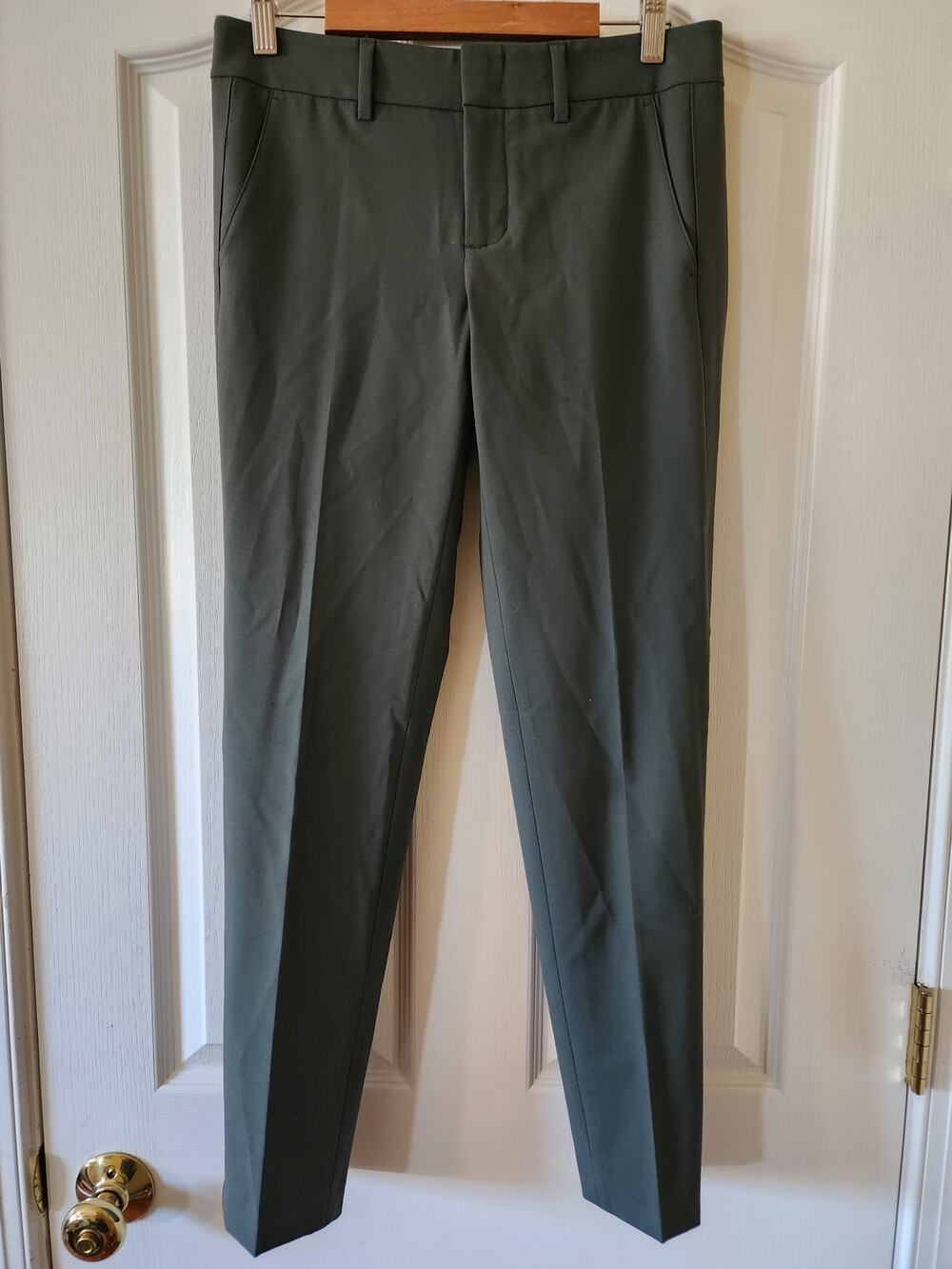 Vince Olive Green Wool Blend Slim Tailored Trousers Pants V1182-20585 Size 0